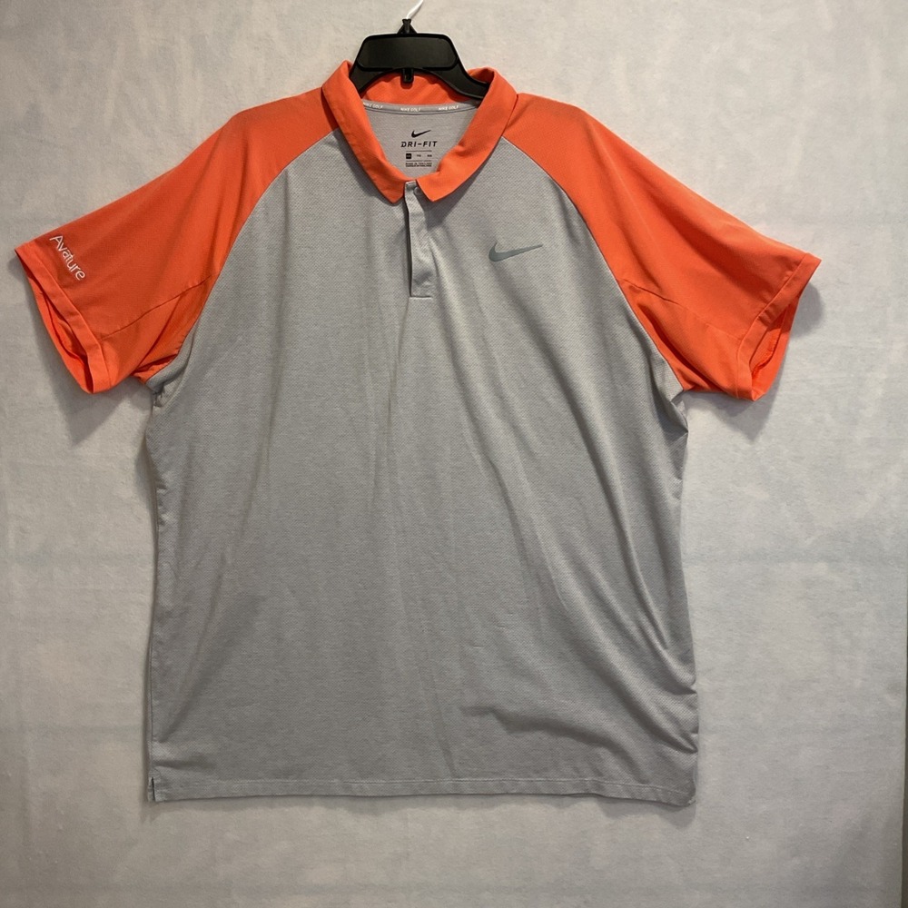 Nike Golf Raglan Polo‎ Shirt Dri-Fit Gray Orange Golf 891190 Men's Size XXL
